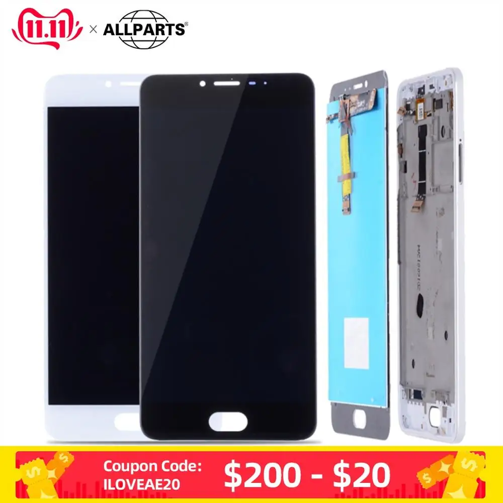 100% Тестированный Дисплей с сенсорным экраном и рамкой для Meizu U20, 5,5 дюймов, 1920х1080 LCD.