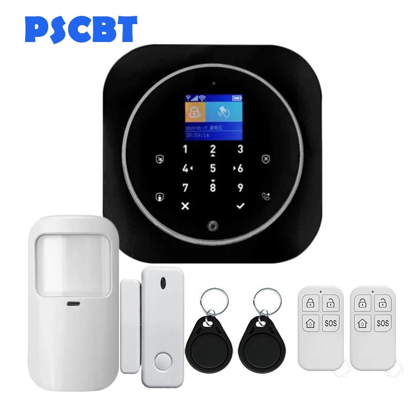 Kit 4 PS12 Tuya домашняя охранная Wi-Fi сигнализация GSM SIM карта телефон дозвон приложение дистанционное управление 11 видов языков вор охранная сигнализация - Color: Kit 4