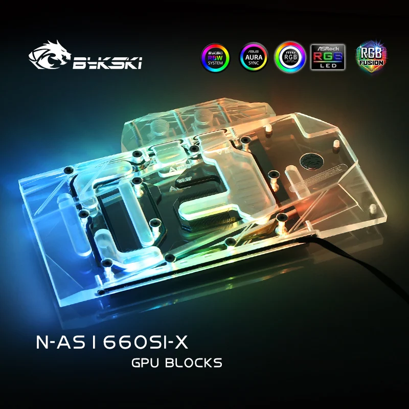 Bykski водный блок использовать для ASUS GTX1660-O6G-SI/полное покрытие медный радиаторный