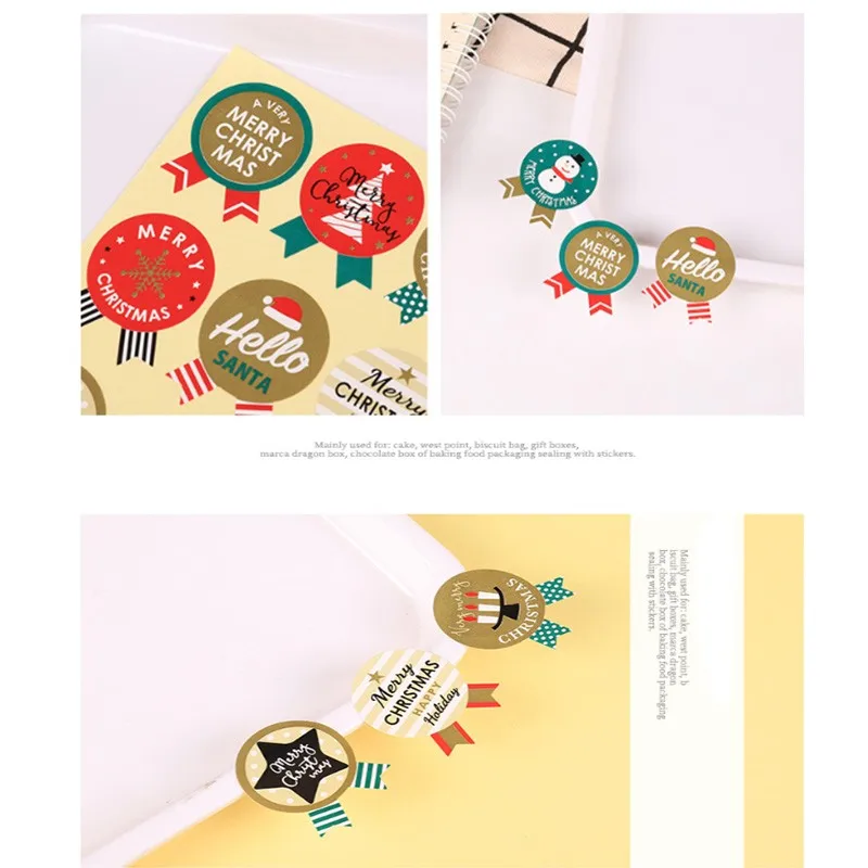 

900pcs/10lot Wholesale Medal Christmas Labels Circle PVC Scrapbooking Labels Seal Sticker DIY Self-Adhesive Gift Sticker