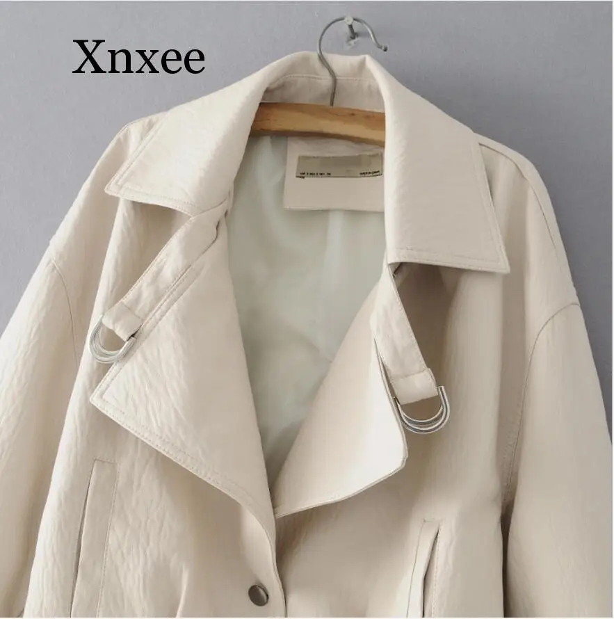 Women Faux Leather Jacket Batwing Sleeve Vintage Biker Coat Short Zipper Motor PU Red Jacket Spring Street Leather Coat vintage