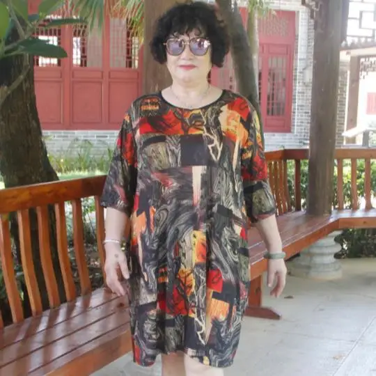 2020 свободные размера плюс для дам в возрасте Для женщин летние Винтаж платье с