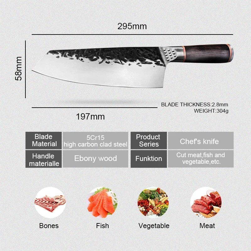 Японский шеф-нож ручной работы кованый кухонный нож Kiritsuke из нержавеющей стали