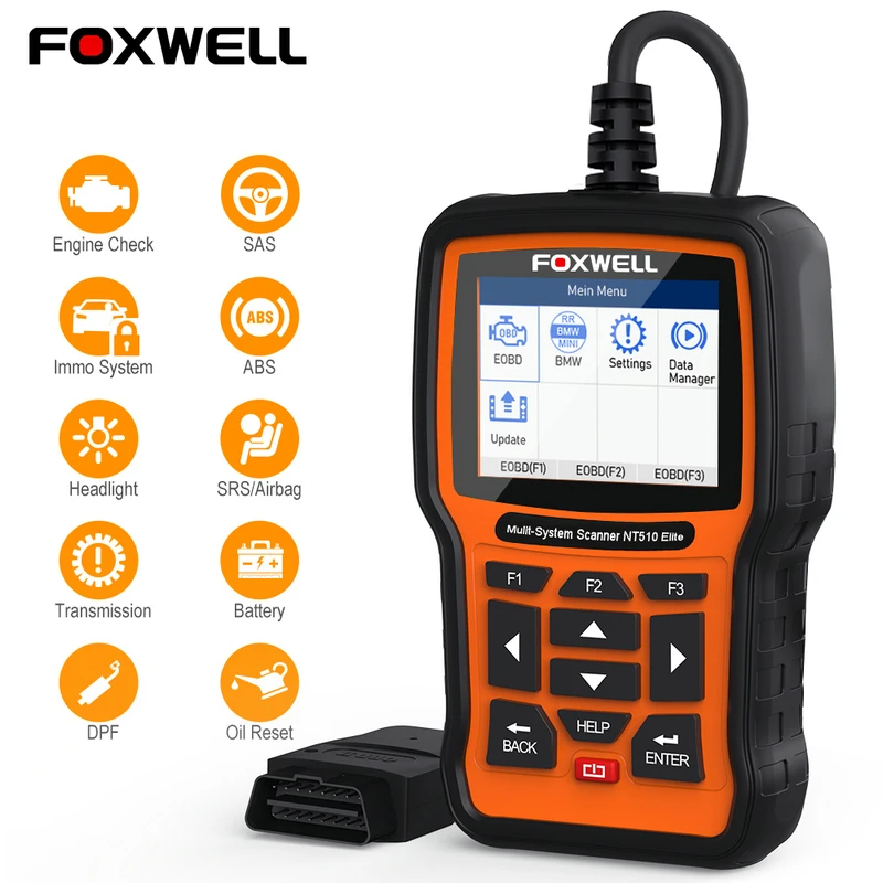 FOXWELL NT510 Elite для Mercedes Benz W211 W204 W220 диагностический сканер OBD OBDII ABS подушка