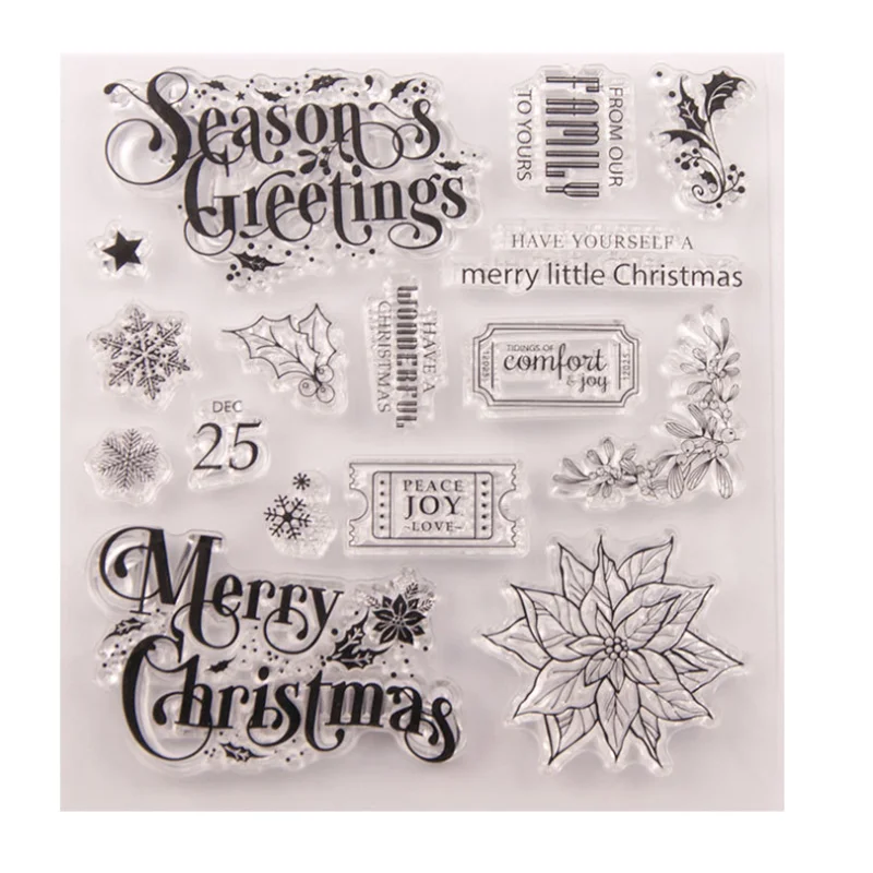 Рождественские листья прозрачный силиконовый штамп печать для резки сделай сам