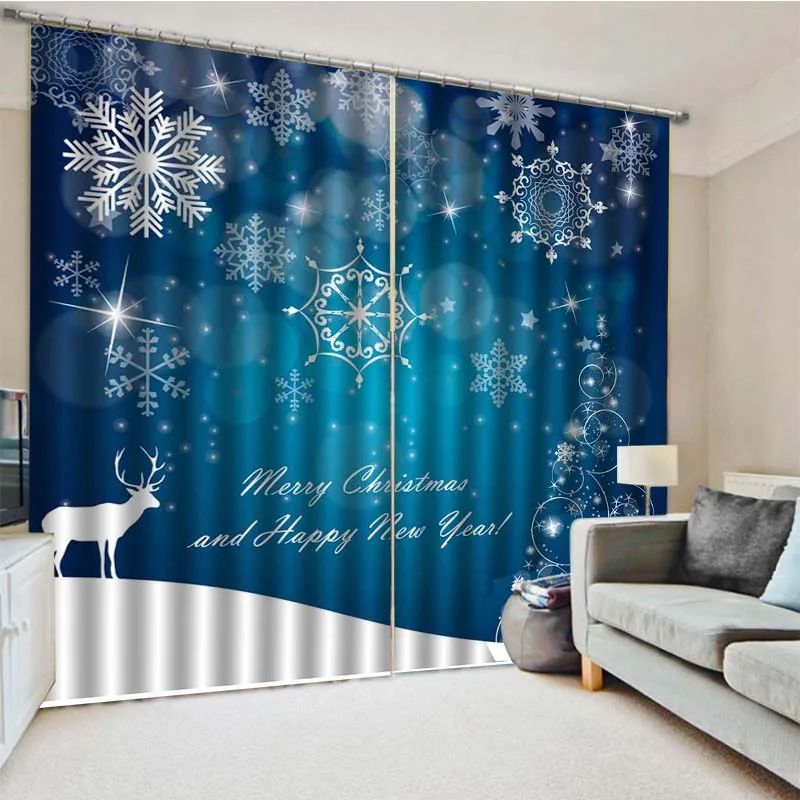 Рождественские украшения для дома 3D затемняющие оконные шторы гостиной спальни