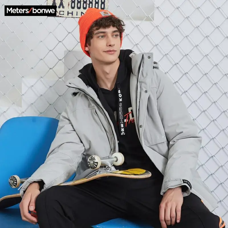 Metersbonwe толстый пуховик для мужчин зимний теплый 80% серый утиный Мужская Верхняя