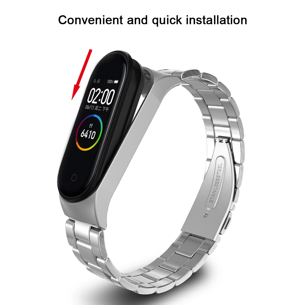 Металлический ремешок из нержавеющей стали для mi band 4, аксессуары для браслетов для Xiaomi mi Band 3, ремешок на запястье mi band 4, металлические ремешки на запястье