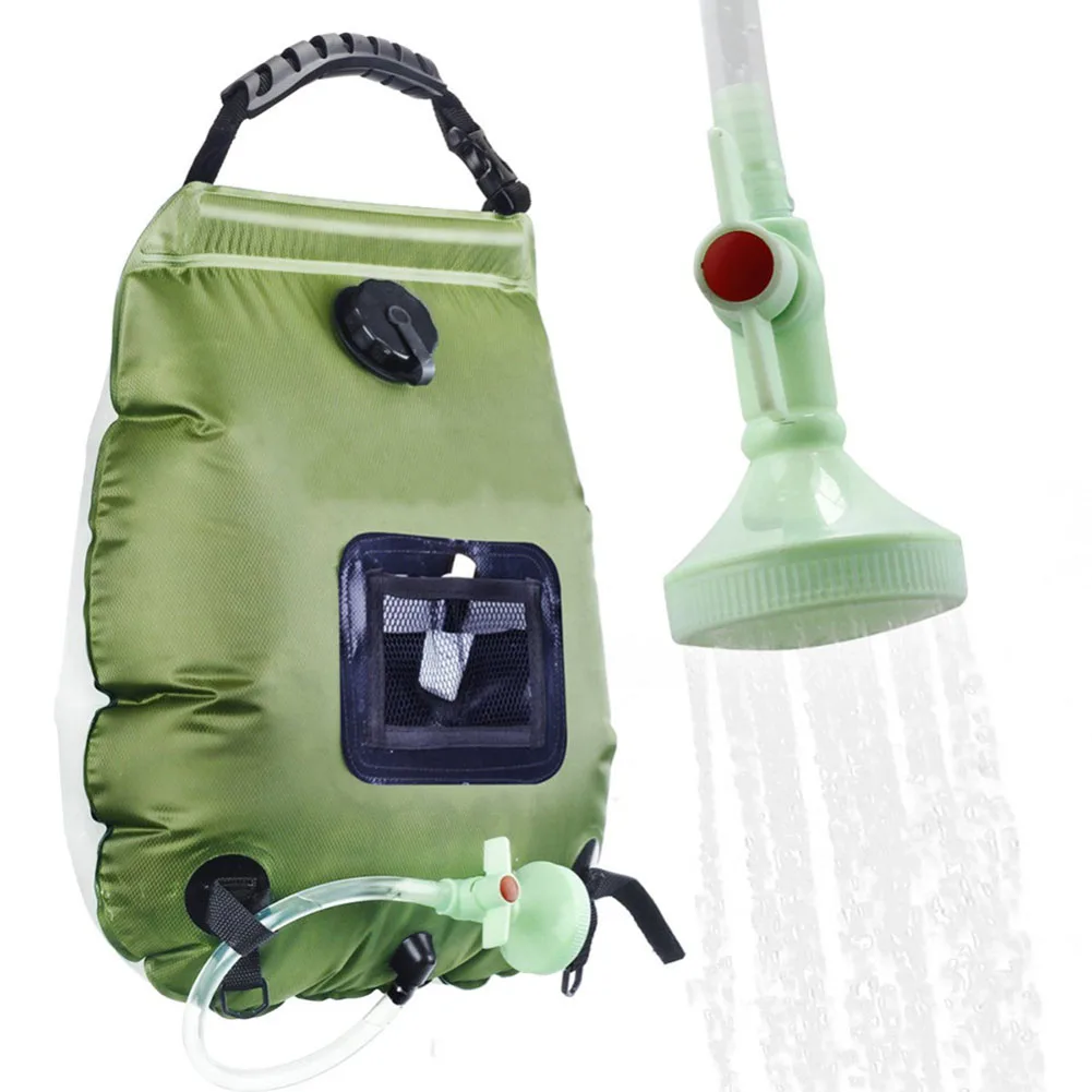 

20L Water Bags Outdoor Camping Solar Shower Bag Foldable Heating Camp Showers Hiking Climbing Bath Bags Switchable Shower Head