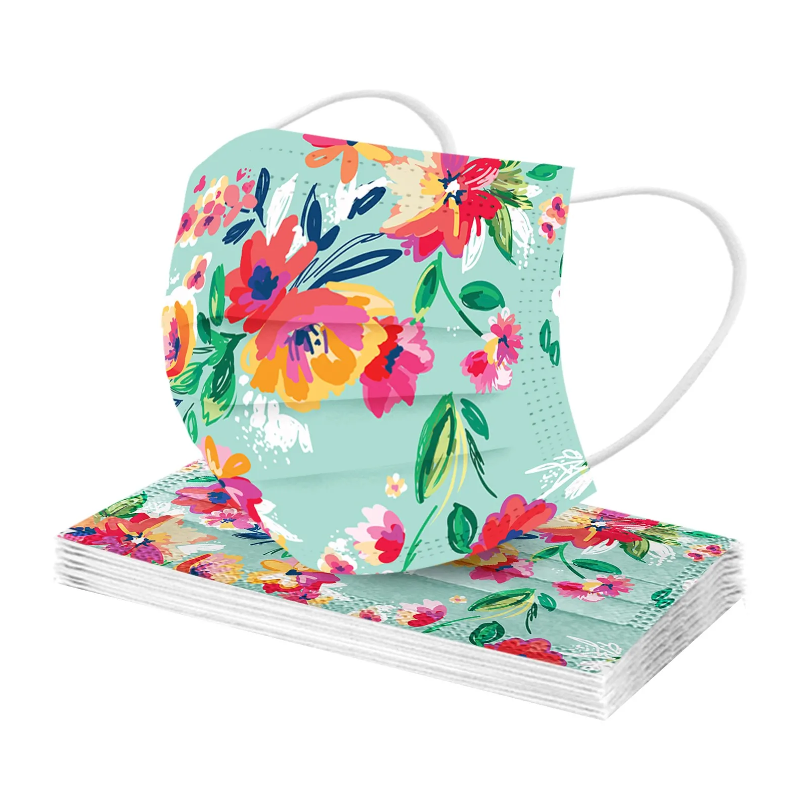 10 шт. модная одноразовая маска для лица женщин стильный дизайн с цветочным узором