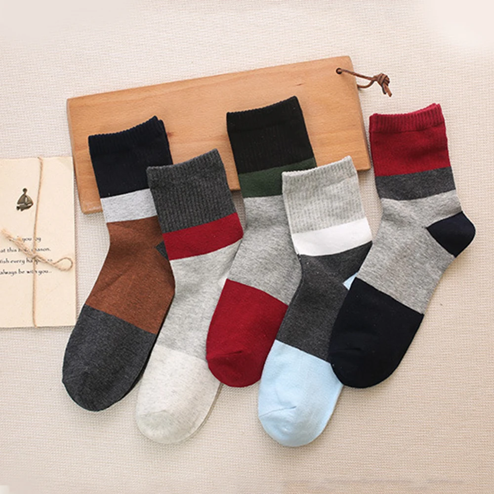 

Men's Spring Summer Socks Cotton Patchwork Crew Short Socks Classic Deodorant Comfortable Breathable Business Male Socks