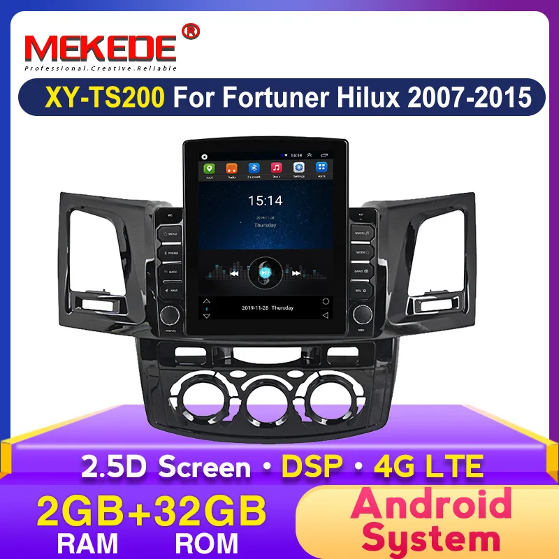 MEKEDE Автомагнитола Android 2 ГБ 32 мультимедийный Головной блок Carplay 4G LTE для Toyotal Fortuner