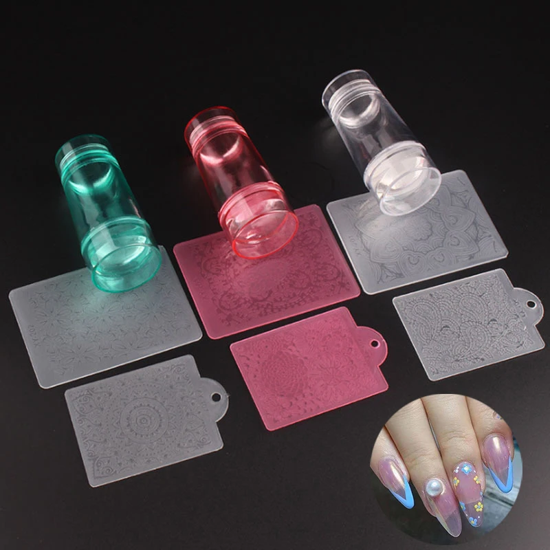 

Double Head Soft Silicone Nail Stamper Plastic Scraper Jelly Clear Nail Stamping Tool Marshmallow Transparent Stamp Kit