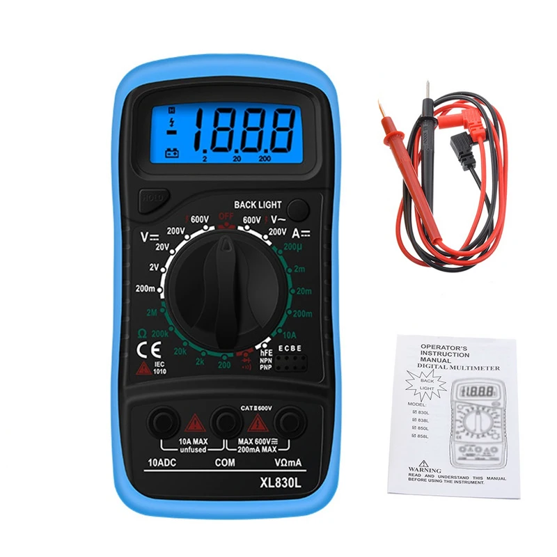 XL830L XL830L мультиметр портативный ЖК-цифровой мультиметр с подсветкой AC/DC Амперметр Вольтметр Ом тестер метр ручной мультиметр тестер - Color: XL830L