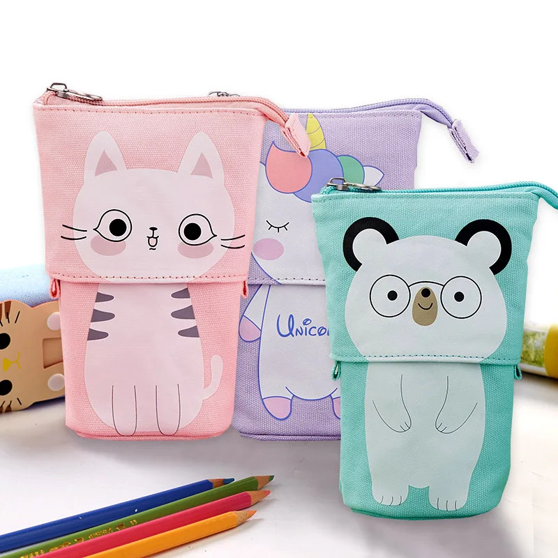 Чехол карандаш Kawaii Cat из парусины милый чехол с единорогом Регулируемый