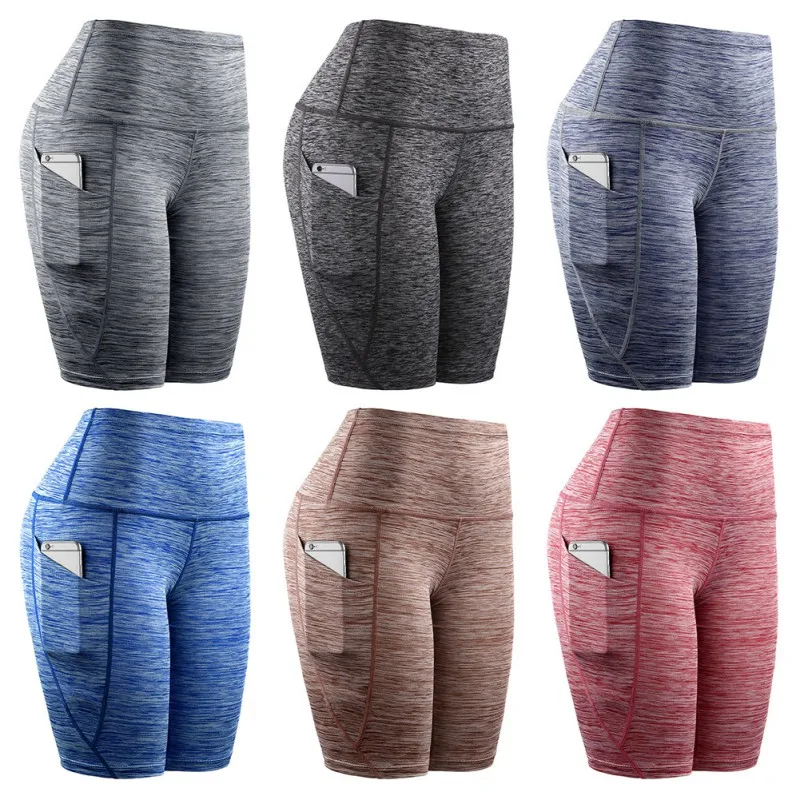 Для женщин со средней талией шорты для йоги с косыми карманами бега