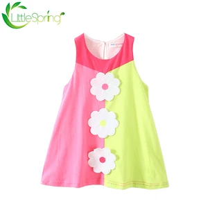 LittleSpring 2020, платье для девочек, летнее клетчатое платье, цветочный дизайн, детское платье, детская одежда для девочек