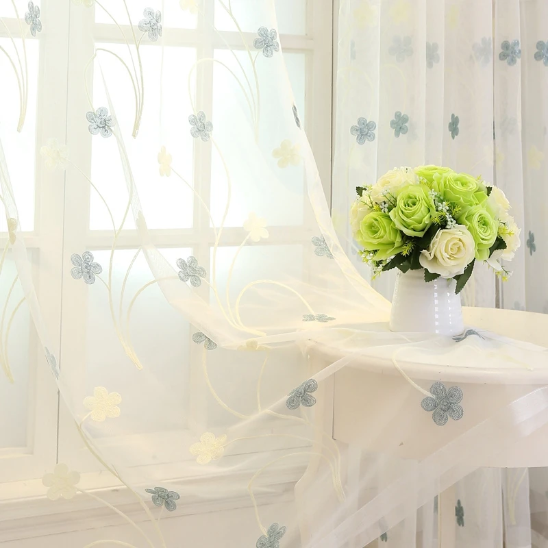 Тюль с вышивкой в деревенском стиле белый тюль для гостиной занавески