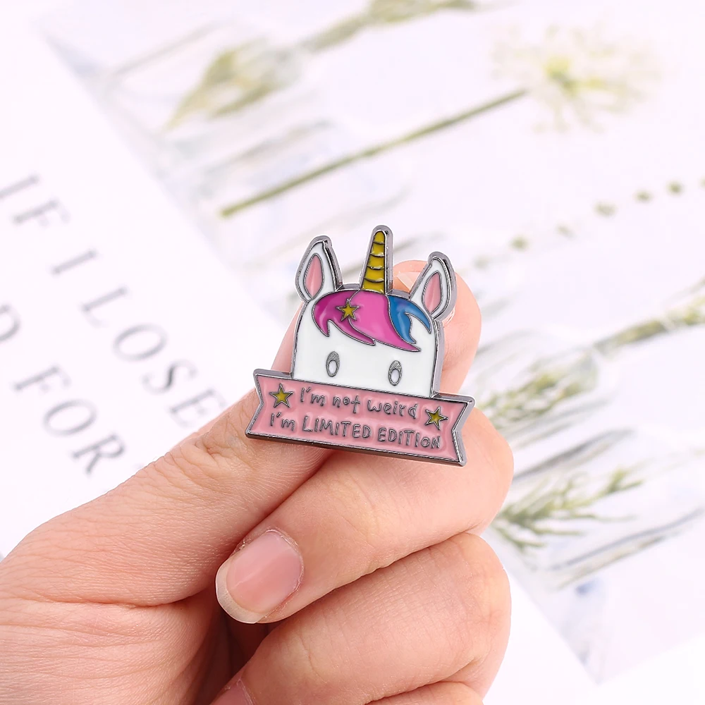 Эмалированная брошь на лацкан с радужной лошадкой единорогом милое мультяшное