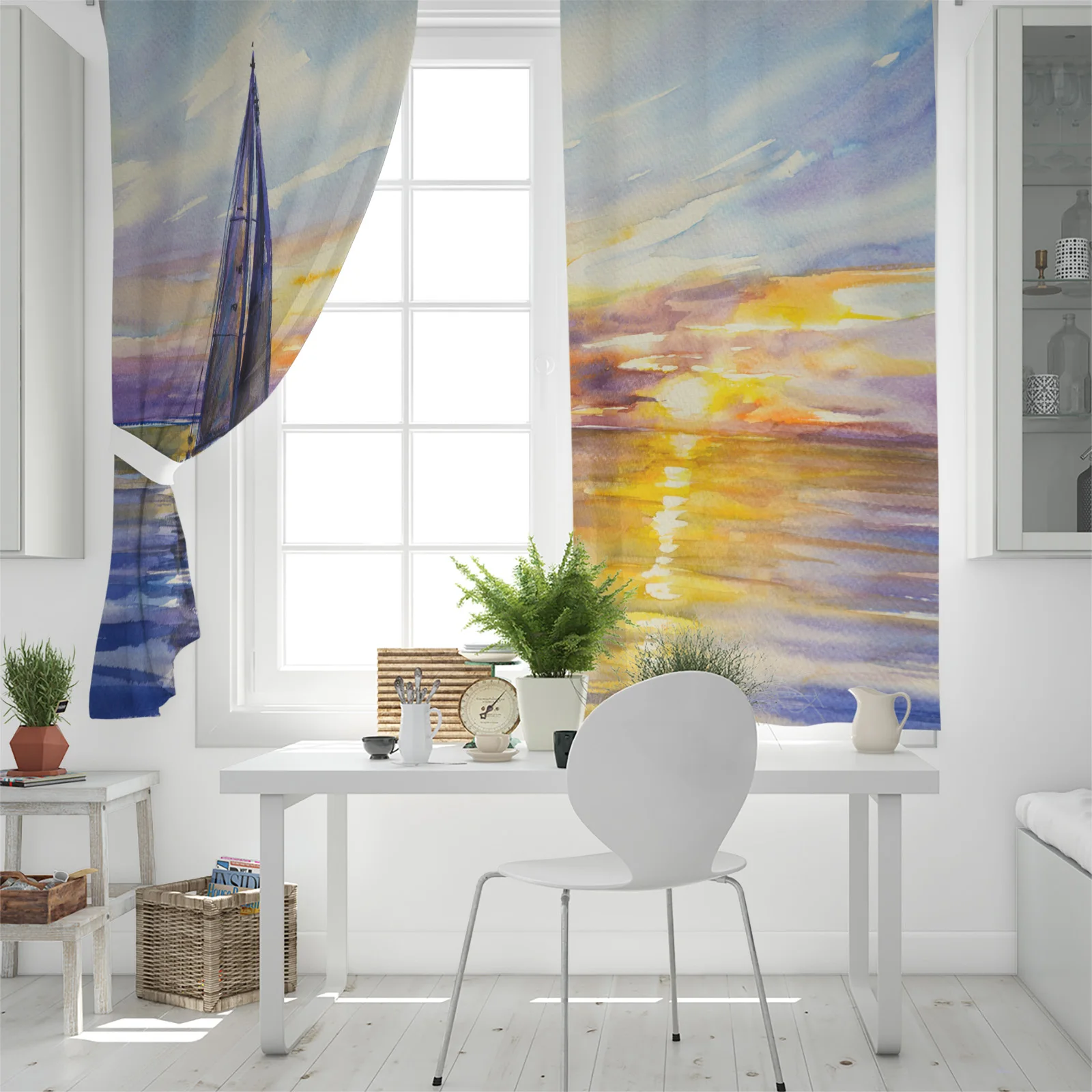 Морские парусные волны картина маслом оконные шторы домашний декор занавески