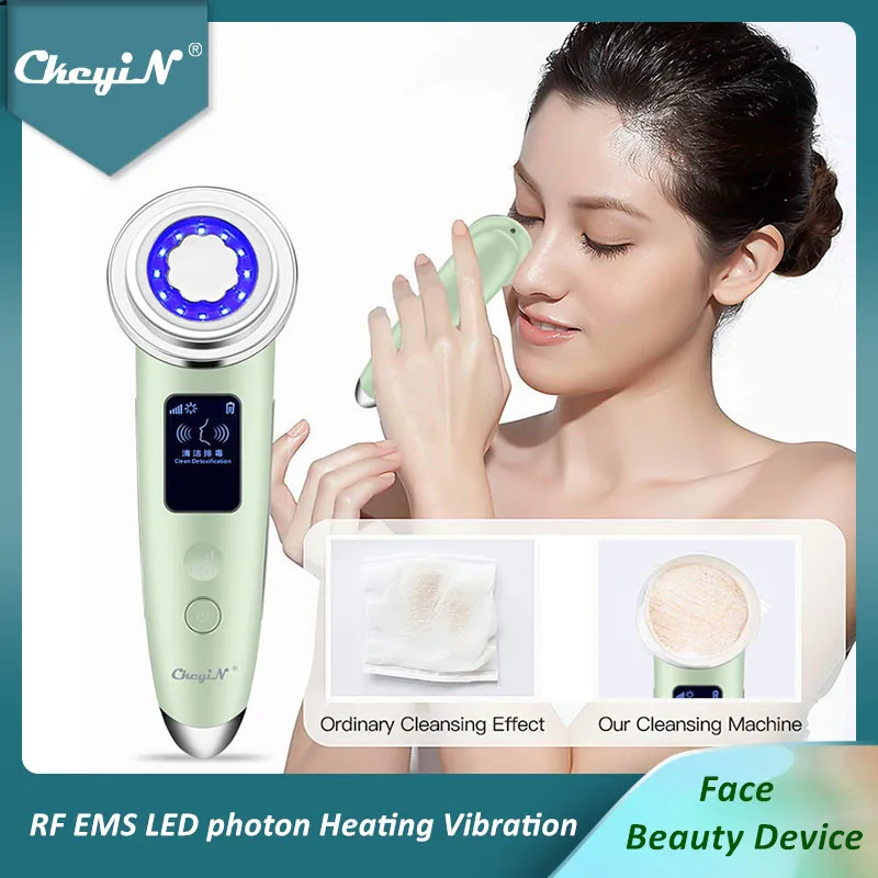 

LED Photon Skin Care Facial Massager EMS Face Lifting Wrinkle Remover Hot Compress Dark Circle Removal Anti Aging Beauty Device