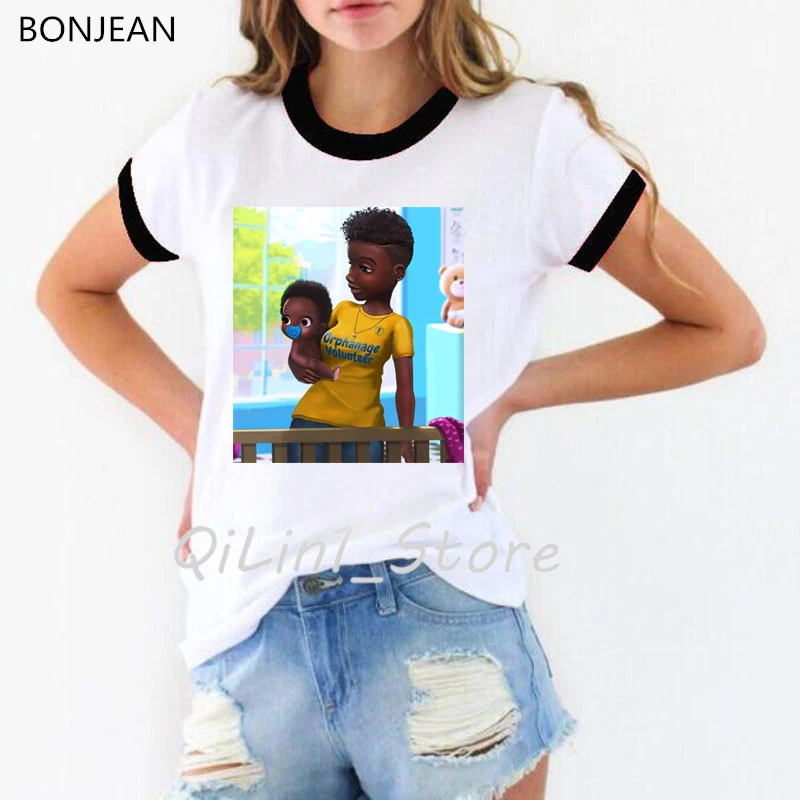 Футболка поппин меланин милая повседневная черная футболка для девушек женские