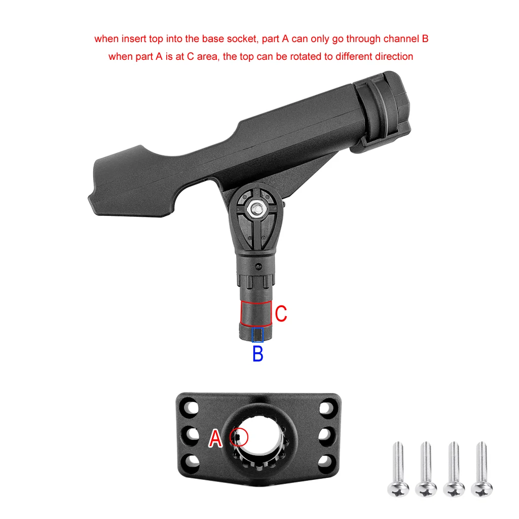 

2X ABS Adjustable Boat Fishing Rod Rack Holder Device Pole Kayak Support Fixer Fix Pole Rotatable Mount Inflatable Accessories