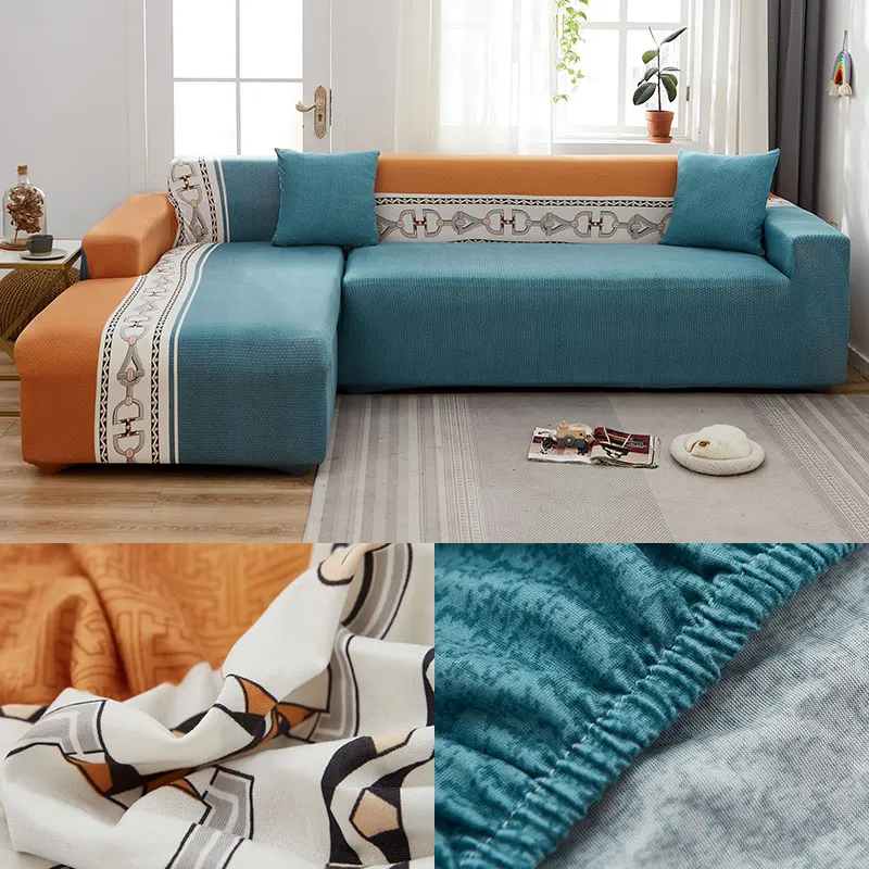 

Floral Printed Sofa Cover for Living Room Elastic Stretch Sectional Corner Couch Cover Slipcovers L Shape needs to buy 2pcs