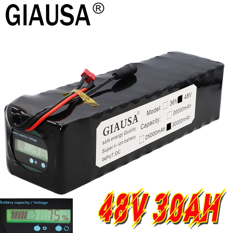 48v lithium ion battery 30Ah 1000w 13S4P Battery Pack For 54.6v E-bike Electric bicycle Scooter with BMS Capacity Indicator | Спорт и