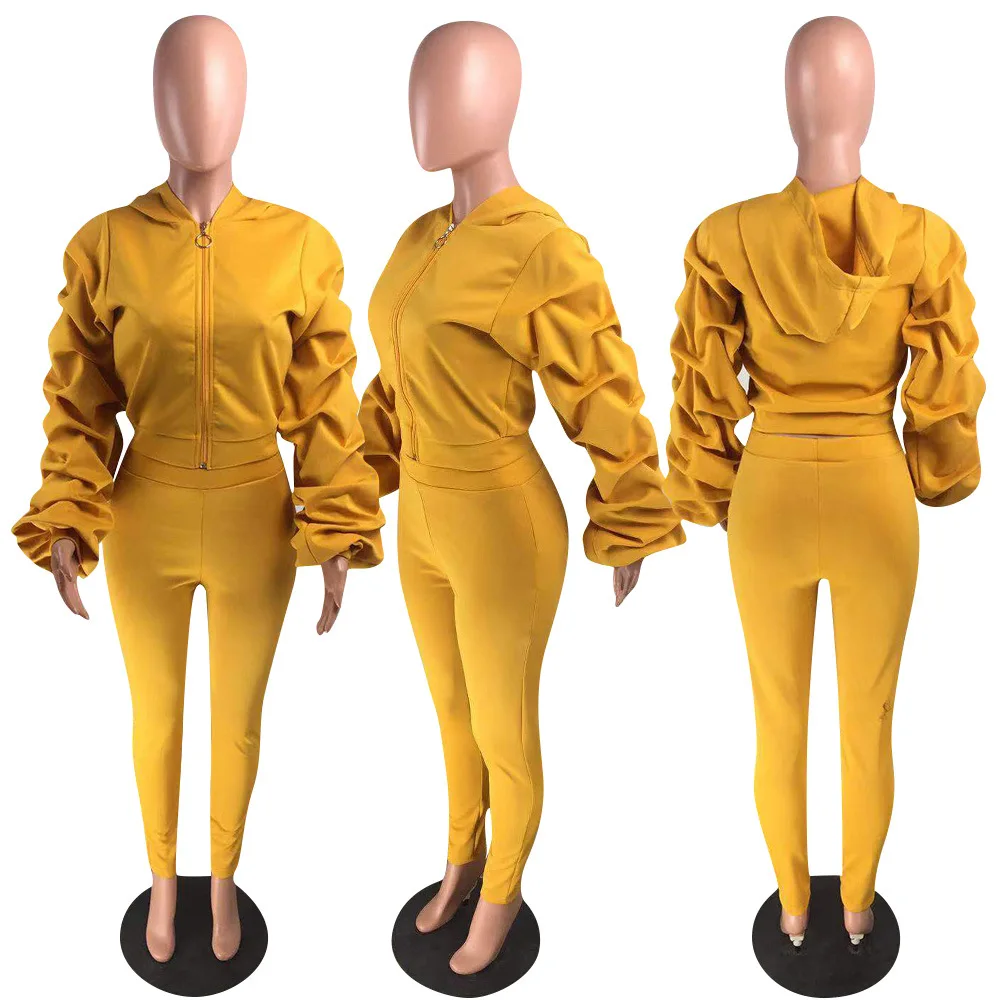 Женский спортивный костюм из двух предметов однотонный Повседневный Спортивный