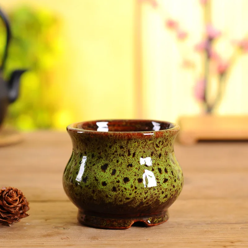 

Chinese Style mottle Flower Pot Porcelain Bonsai Pots For Succulent Plants Home and Garden Decorative Planter Ceramic Flower Pot