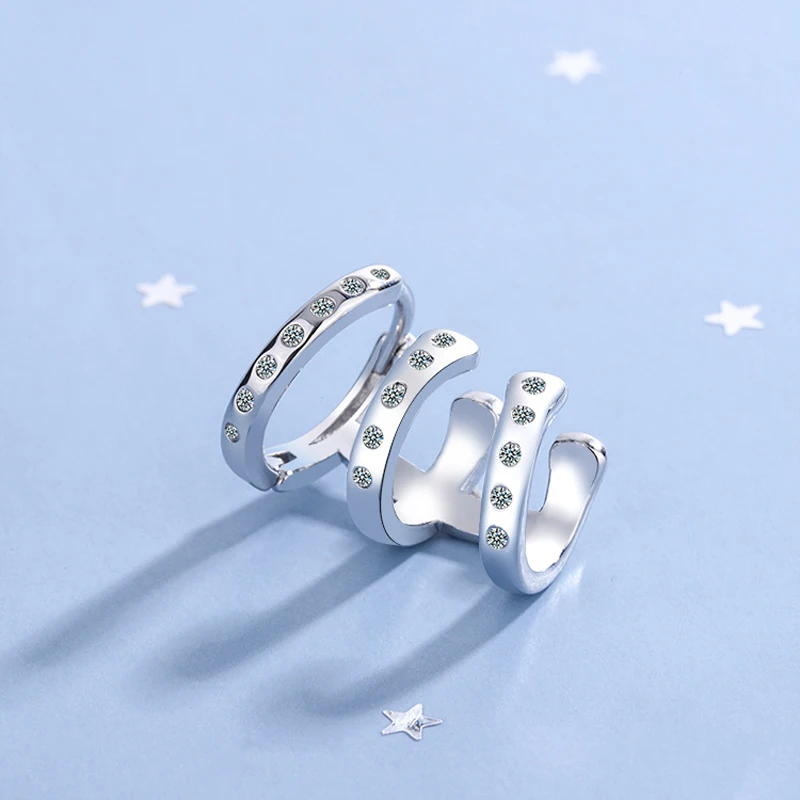 

KOFSAC New Personality Connect Hoop Earrings For Women 925 Sterling Silver Jewelry Zircon Earring Trendy Lady Daily Wear Gifts