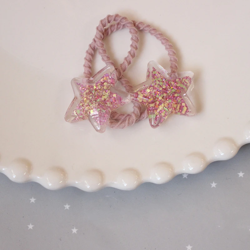 

Wholesale 12Sets Fashion Glitter Quicksand Star Ponytail Holder Elastic Hair Bands Princess Headwear Hair Accessories for Girls