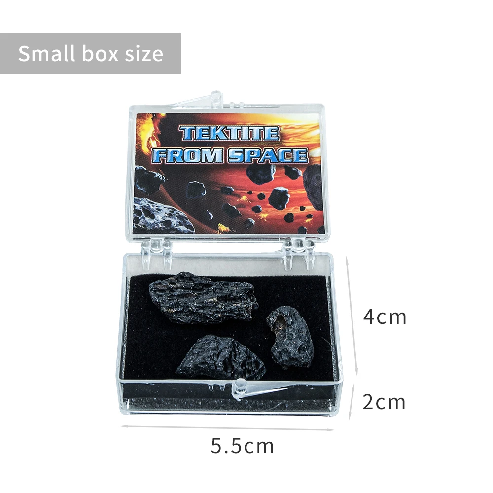 Черный метеорит в 1 коробке фрагменты Tektite Meteor из космического образца