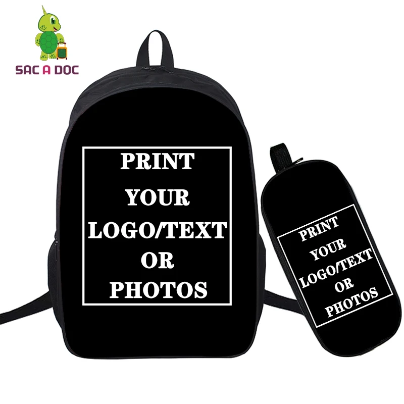 

Custom School Bag Waterproof Backpack with Pen Bags 2pcs/set Dropshipping Custom Unisex Backpack Custom Name Logo Pattern
