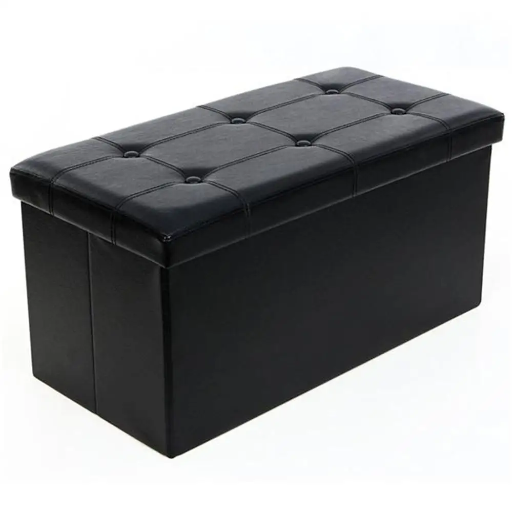 Pu Leather Folding Storage Cube Foot Rest Stool Seat For Home 76*38*38cm