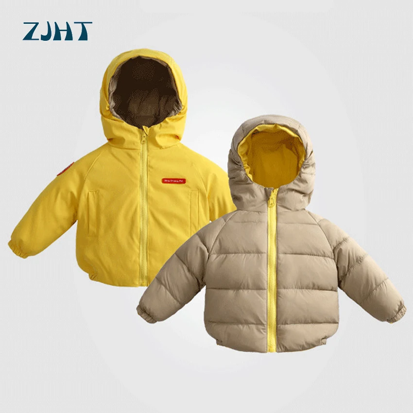 Однотонная двойная Одежда для маленьких мальчиков и девочек теплая зимняя
