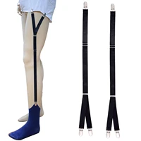 2pcs shirt stays holders for men military police adjustable elastic leg suspenders straps non slip shirt tucker sock garters