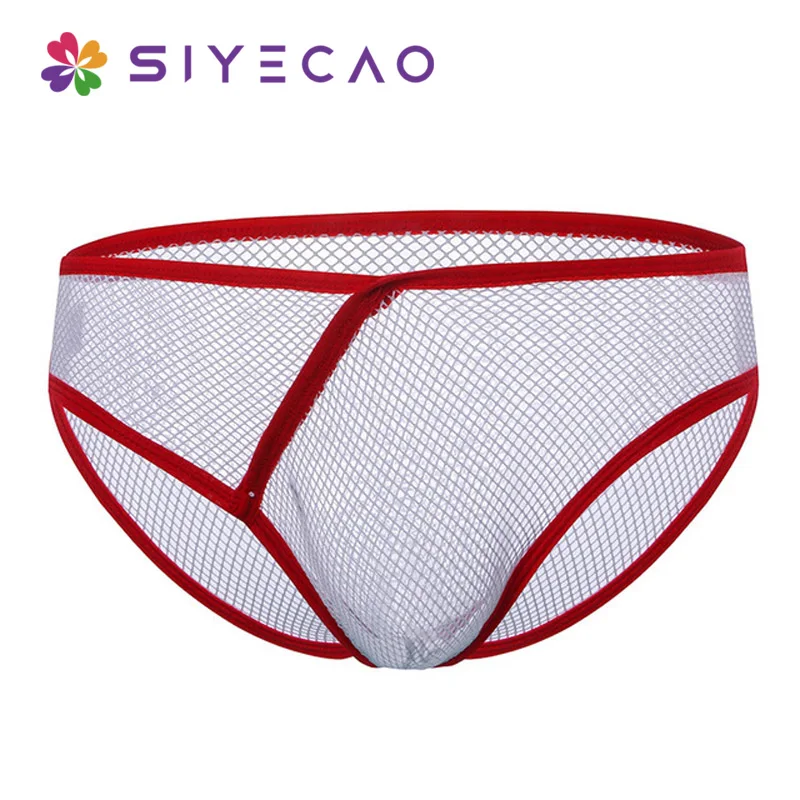 

Men Low Rise Underwear U Bugle Lingerie Briefs Sexy Transparent Male Mesh Sheer Breathable Underpants M-XL Panties Shorts