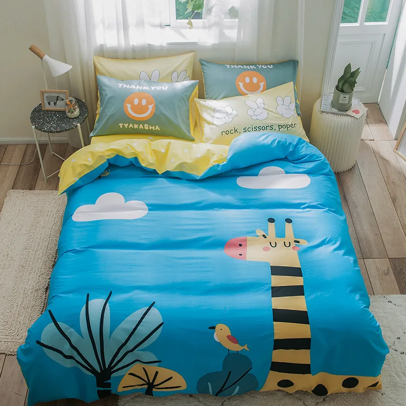 

Panda Bedding set 100% cotton fox duvet cover set 3pcs/set boys bed linen kid single bedclothes 2-15year girl dinosaurs bed set