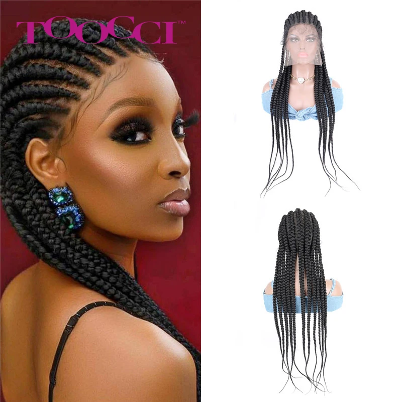 Toocci Afro Braids Hair Wigs With Lace Front Synthetic Box Braided Lace Front Wigs For Women Synthetic Hair Wigs