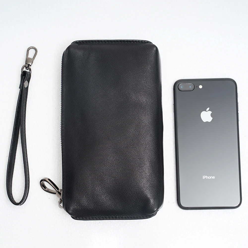 

Casual Men Clutch Bag Genuine Leather Wallet Phone Mini Coin Purses Credit Card Holder Blue Business Small Money Bags NUPUGOO