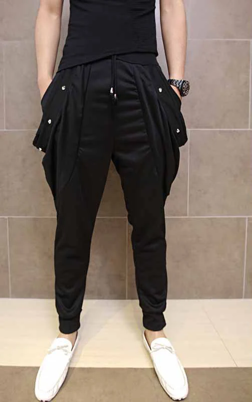 Мужские брюки Idopy в стиле панк готика уличный стиль черные штаны с заклепками