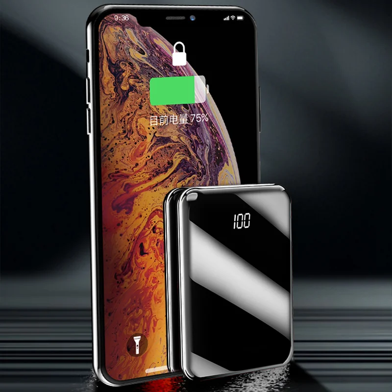 Внешний аккумулятор ROCK 10000 мАч ЖК-дисплей тонкий внешний для Xiaomi Mi 9 iPhone два выхода