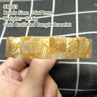 top natural gold rutilated quartz crystal bracelet jewelry for women lady men wealth gift beads titanium stone stretch bangle