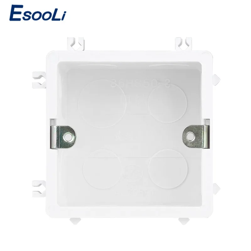 EsooLi высокое качество ПВХ пластик огнестойкий Waring задняя коробка регулируемая Монтажная коробка внутренняя Кассета для переключателя и розетки