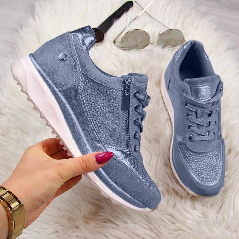 2019 Hot Shoes Woman Gold Zipper Platform Sneakers Trainers Women Casual Lace-Up Tenis Feminino Zapatos De Mujer Womens | Обувь