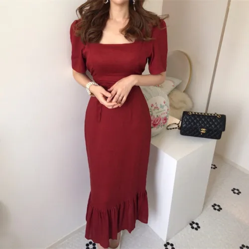 

New 2020 Women Dresses Spring Summer Cotton Linen Elegant Dresses Lace Up Dresses