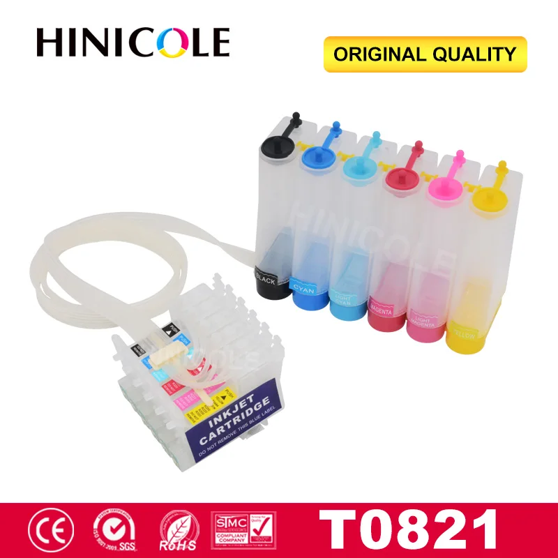 Hinicole Continuous Ink System For Epson T0821 T0822 T0823 T0824 T0825 T0826 Stylus Photo T50 R290 R295 R390 RX590 RX610 Printer |