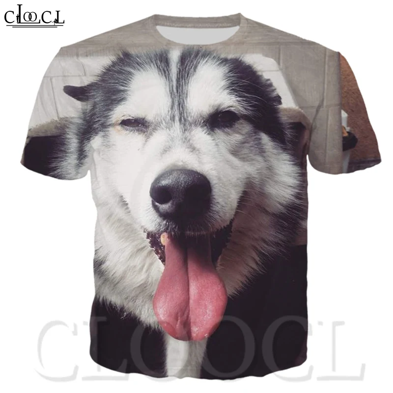 CLOOCL футболка унисекс Милая Хаски шаблон o образным вырезом модная и повседневная